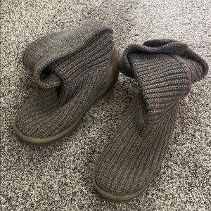 UGG Grey Knit Fold-Over Boots
